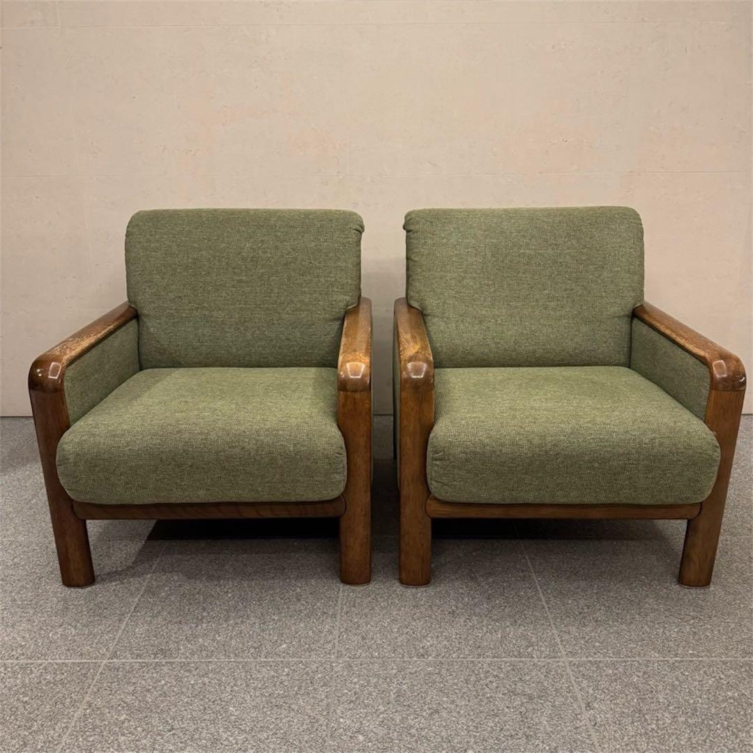 オールドカリモク パネルアーム 1人掛けソファ ②