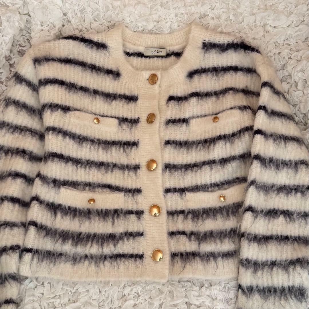 poláuraシャギーニットカーディガン