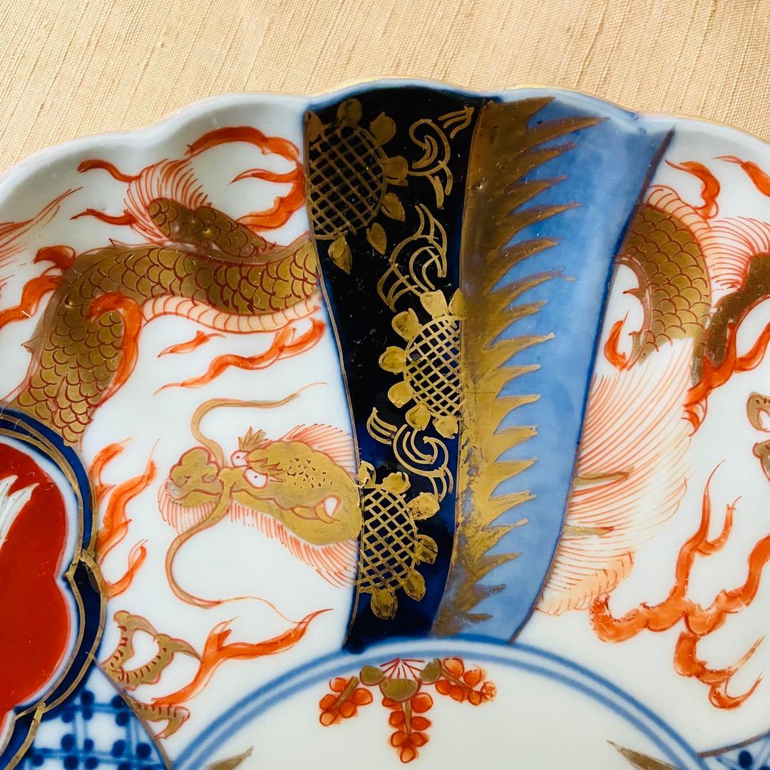 オールド深川製磁　皿　明治　大正　龍　鳳凰　松竹梅　古伊万里　ジャポニスム