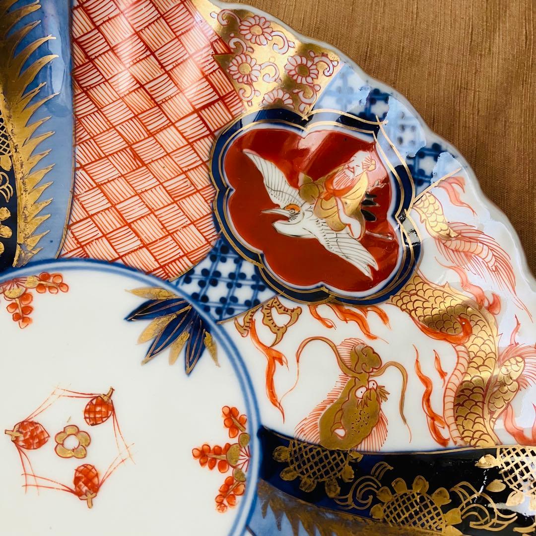 オールド深川製磁　皿　明治　大正　龍　鳳凰　松竹梅　古伊万里　ジャポニスム