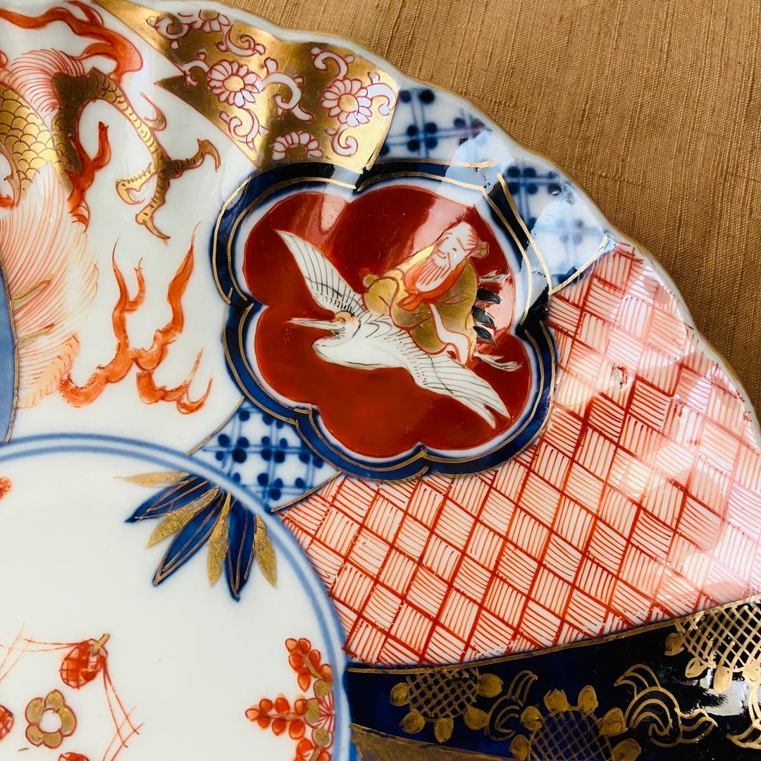 オールド深川製磁　皿　明治　大正　龍　鳳凰　松竹梅　古伊万里　ジャポニスム