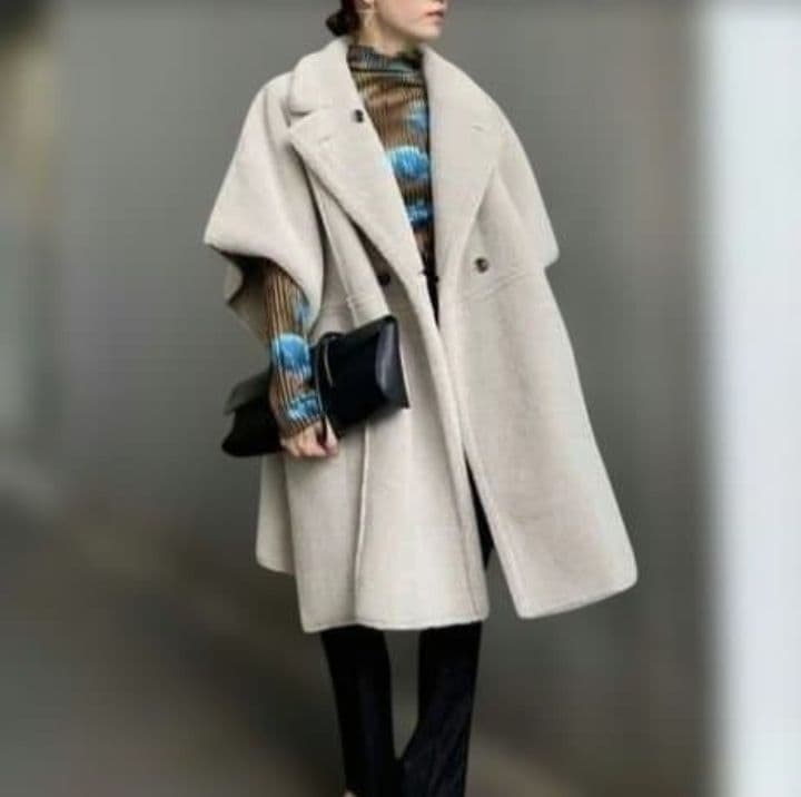 paripari様　AMERI　極美品　ベージュ　ポンチョコート　リバーシブル