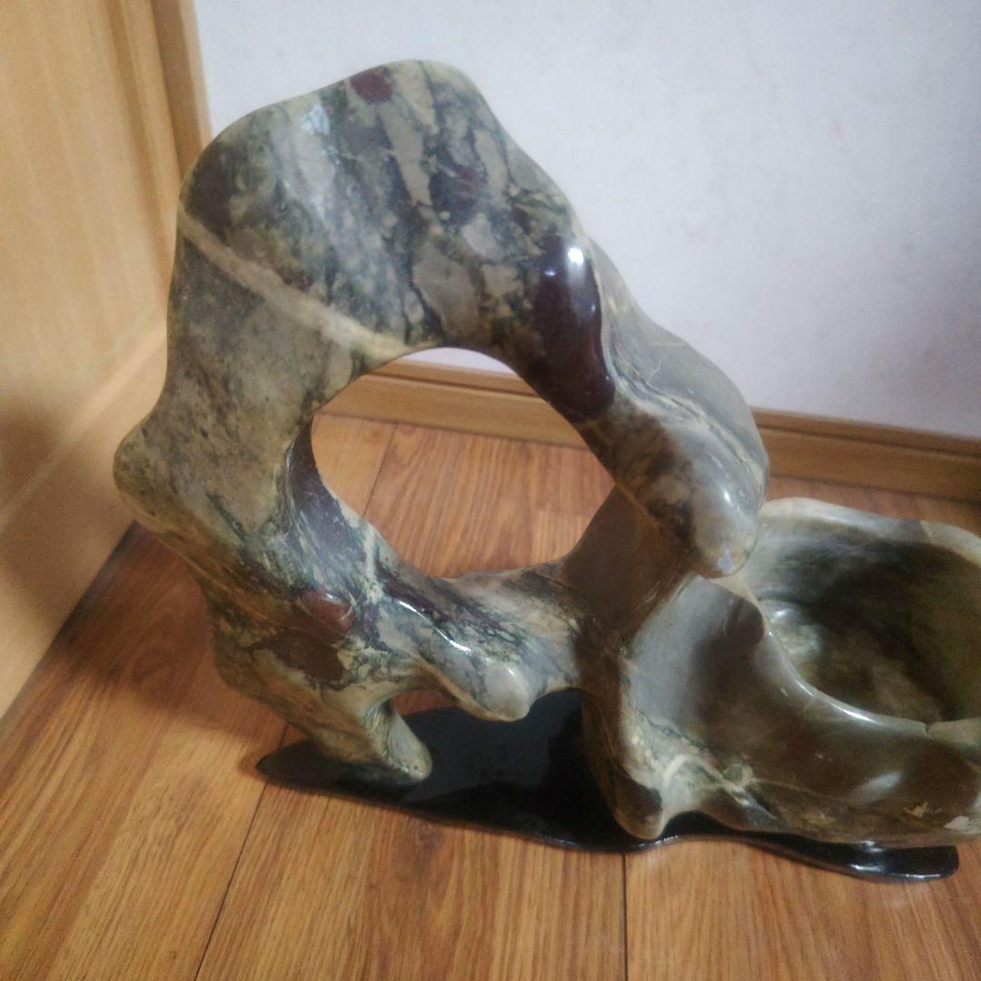 マーブル模様風　天然　鑑賞石置物　オブジェ　生け花　花瓶　インテリア小物　置物