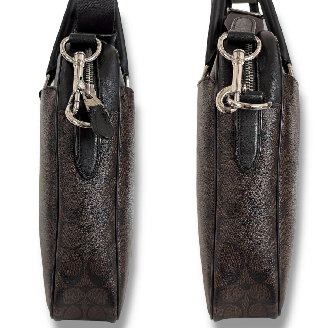 COACH メンズ コーチ シグネチャー レザー ブリーフケース 2way 茶黒