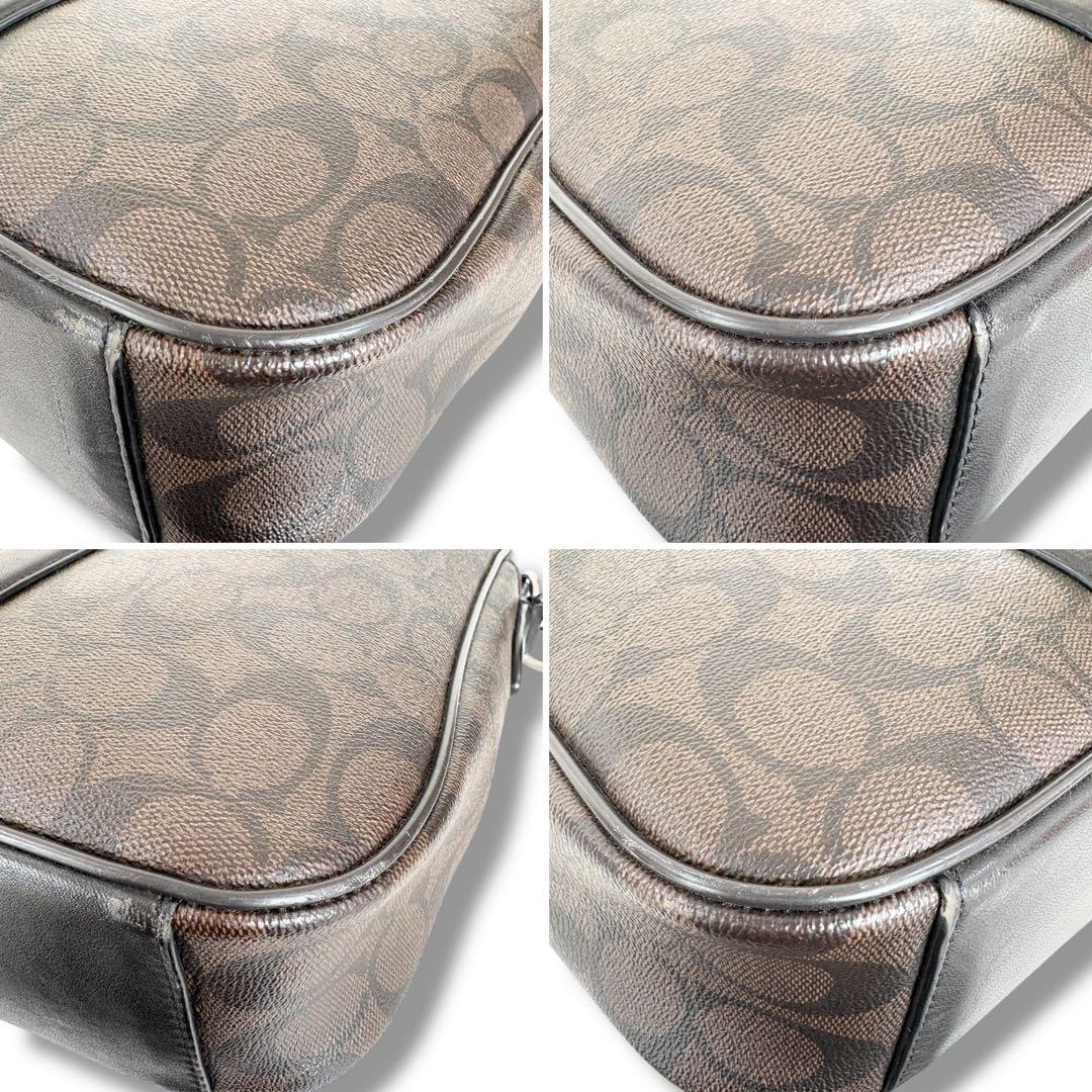 COACH メンズ コーチ シグネチャー レザー ブリーフケース 2way 茶黒