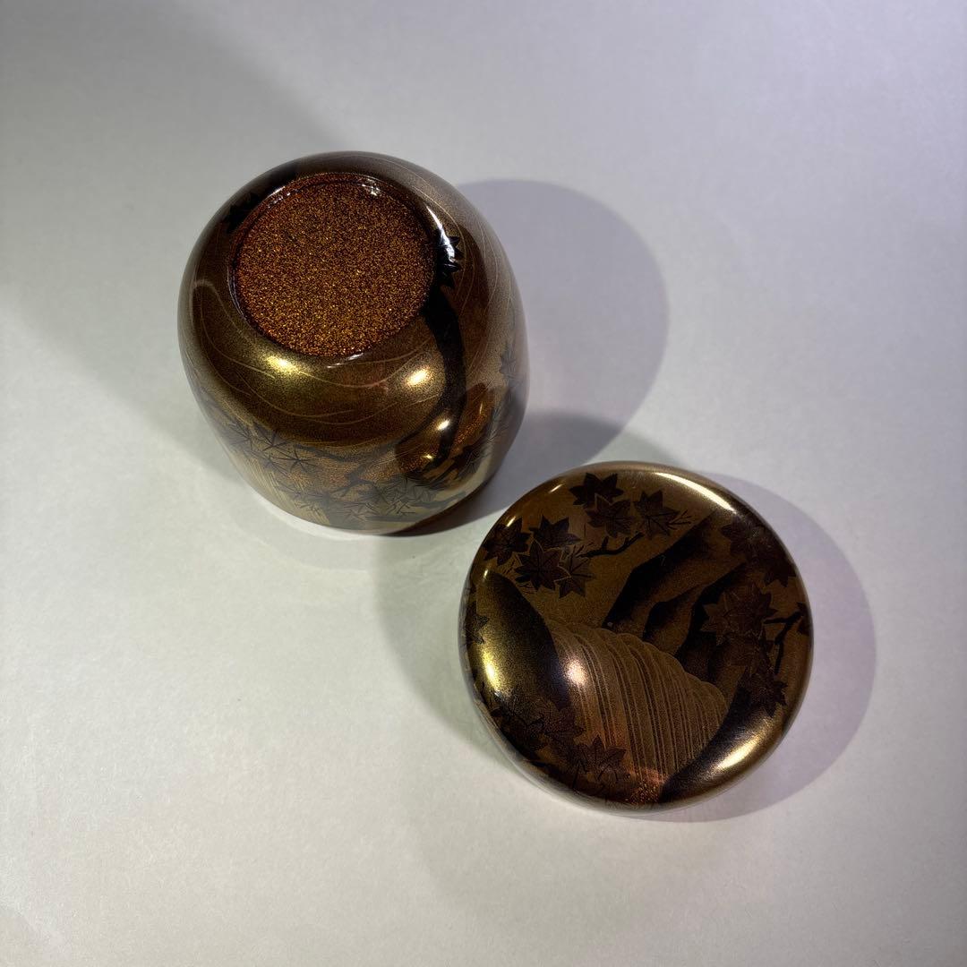 紫香(谷内一則) 研出山水蒔絵　中棗 内梨地(桐箱入)