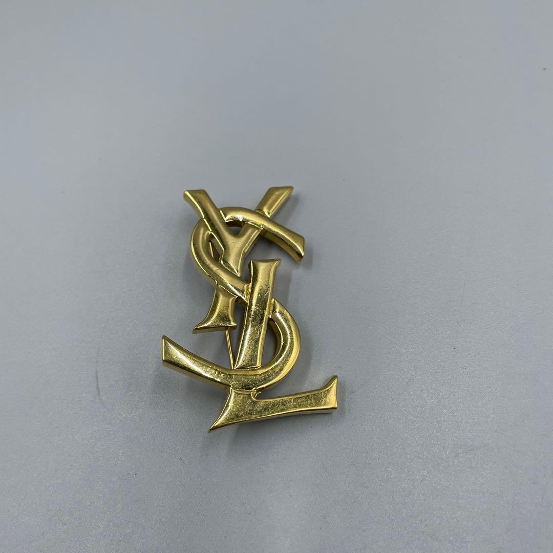 227イヴサンローラン　YSL ゴールドロゴブローチ