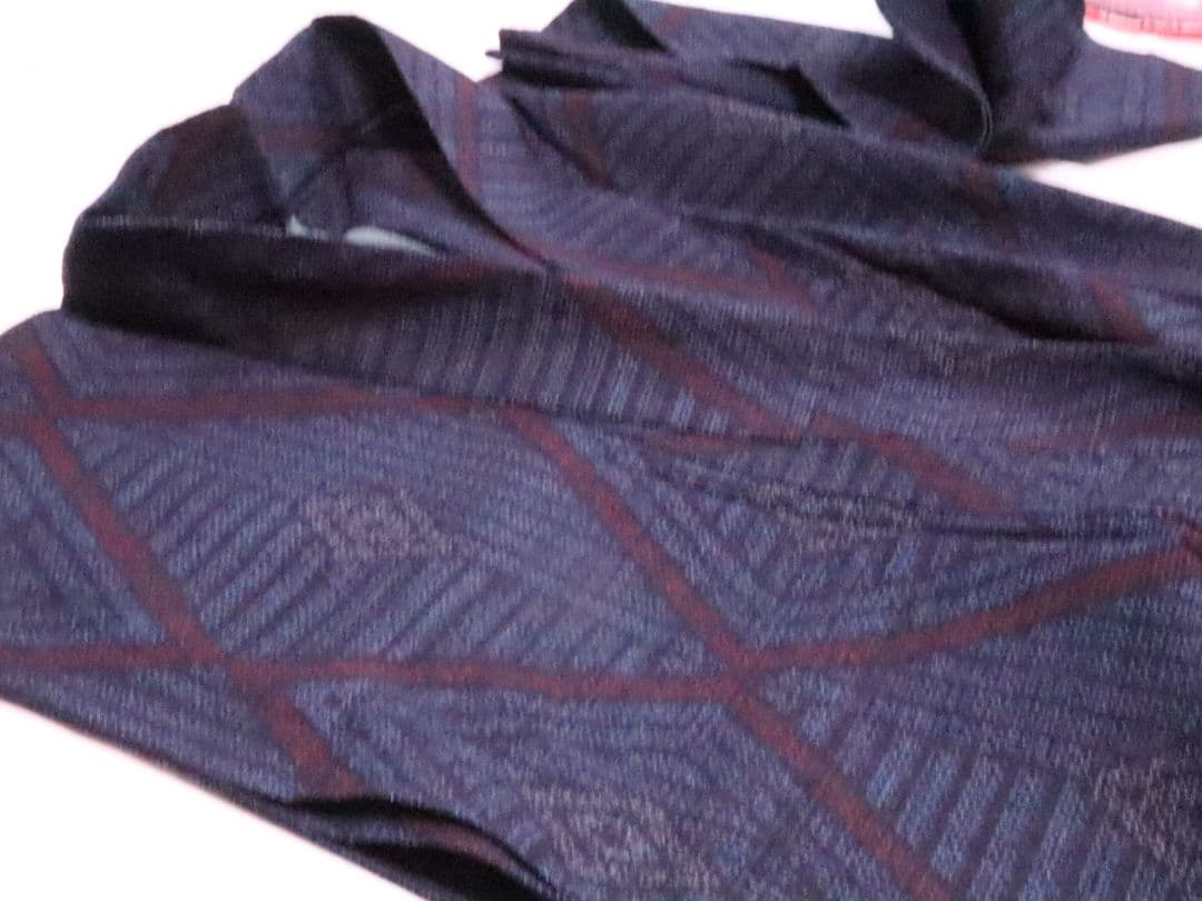 単衣　結城紬　正絹　バチ襟