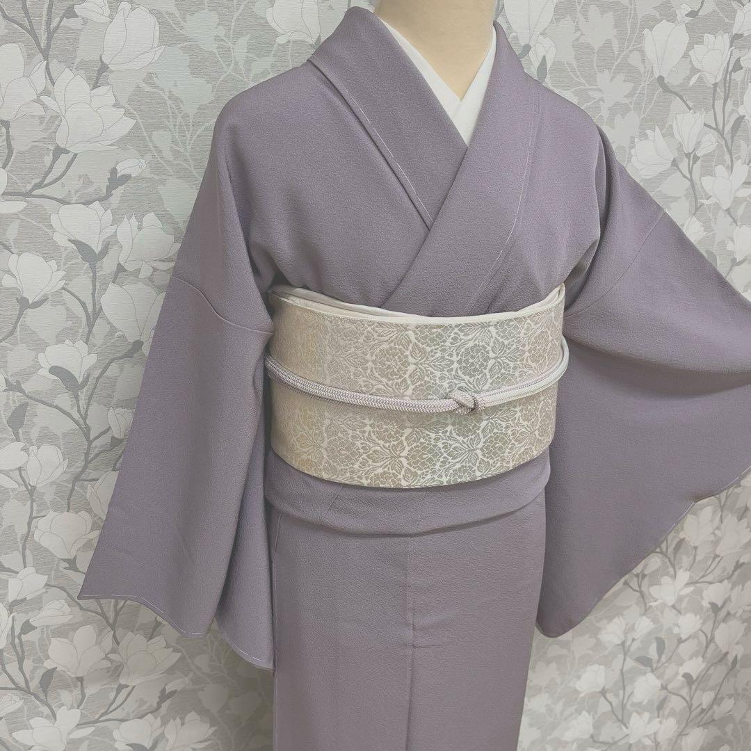 正絹 色無地 淡青紫(未使用品)草木染作家 圓啓【健勝苑】