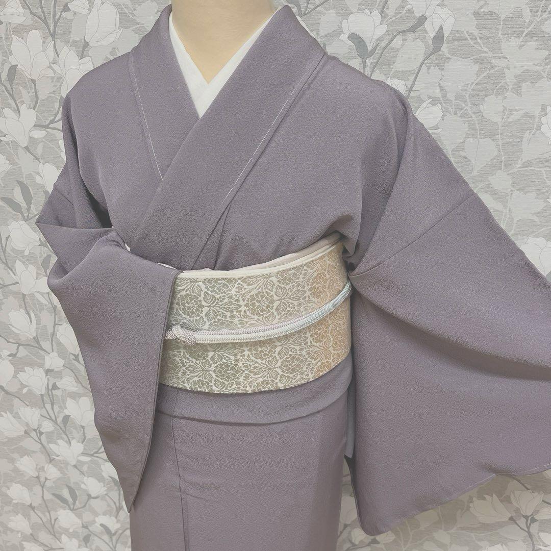 正絹 色無地 淡青紫(未使用品)草木染作家 圓啓【健勝苑】