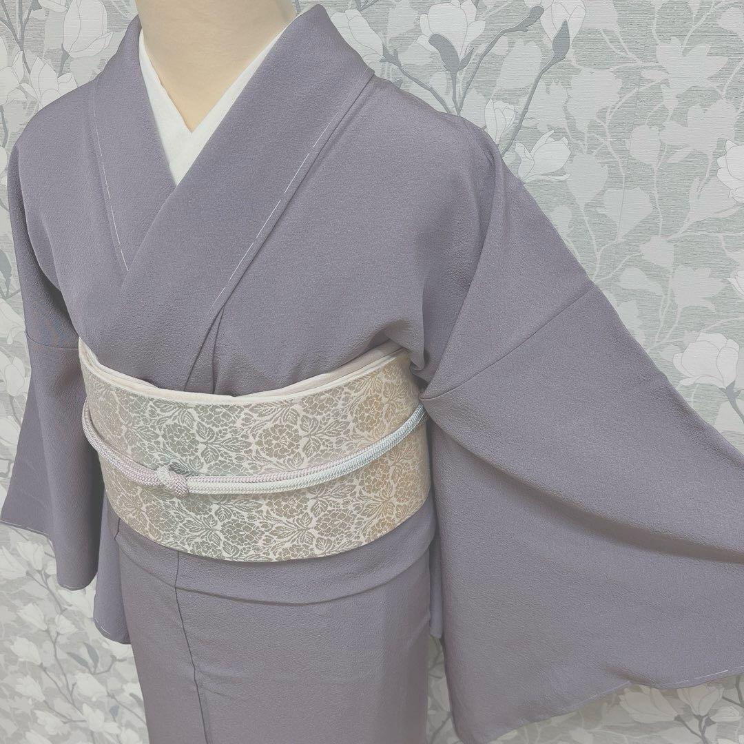 正絹 色無地 淡青紫(未使用品)草木染作家 圓啓【健勝苑】