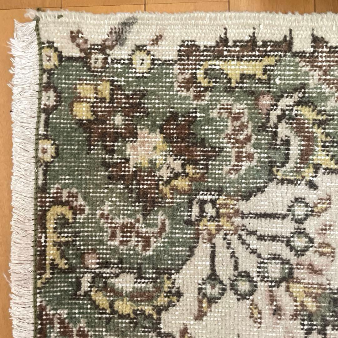 115×206 モスグリーン×クリーム　メダリオン　トルコヴィンテージラグ