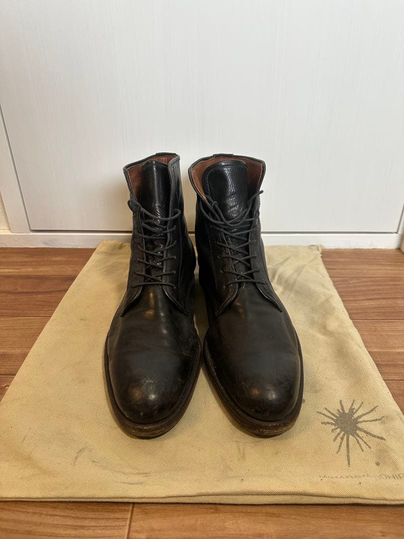 MIHARAYASUHIRO黒 レザー レースアップブーツ 靴袋付き