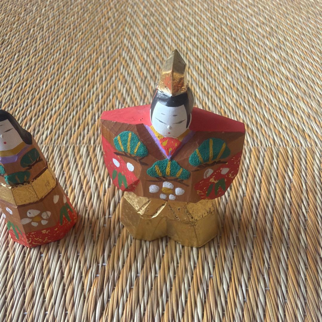 アンティーク 立雛 一刀彫 不比等 木箱