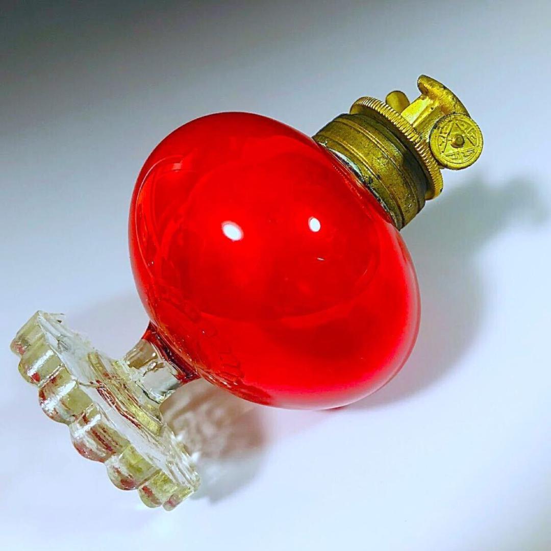明治時代 豆ランプ 赤染め 鬼灯タンク 戦前 検索用 ペロペロ 金平糖 古ガラス