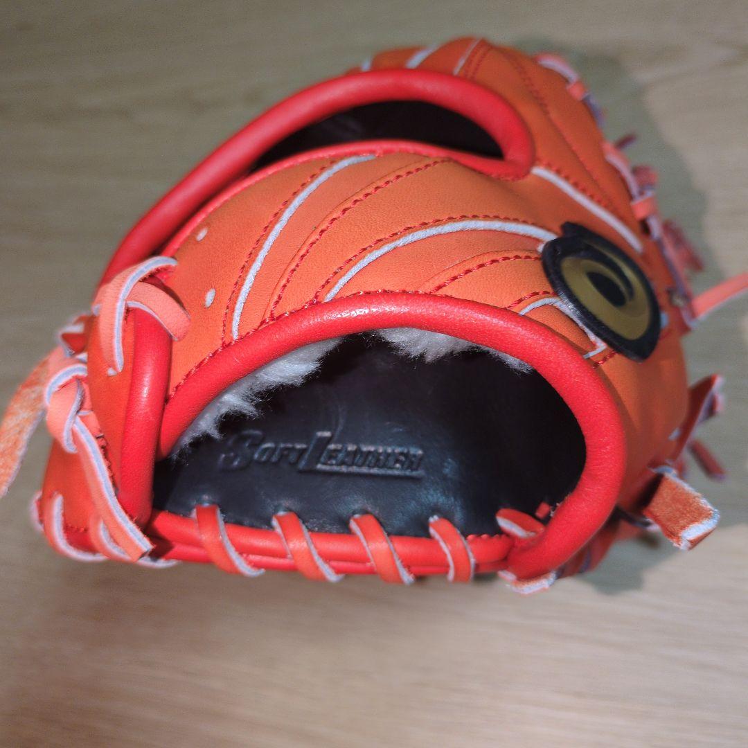 野球用品　少年軟式グローブ　アシックス　ゴールドステージ　右投げ　オレンジ