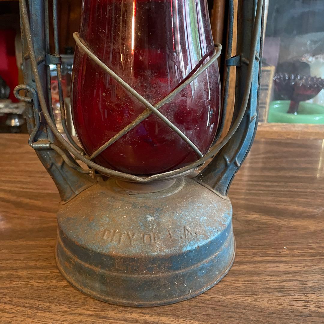 希少品！1900〜20年代〜デイツDIETZ 赤ガラスランタンUSA製ビンテージ