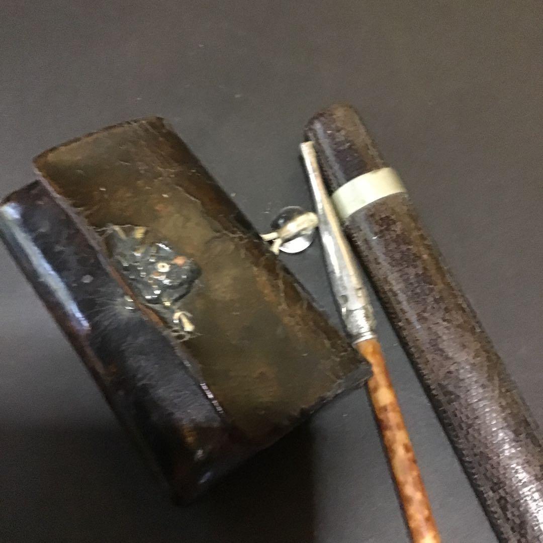 煙草下物　「金銀色絵象嵌武者絵」加藤清正十字槍　高彫純銀キセル水晶玉おじめ　Z2