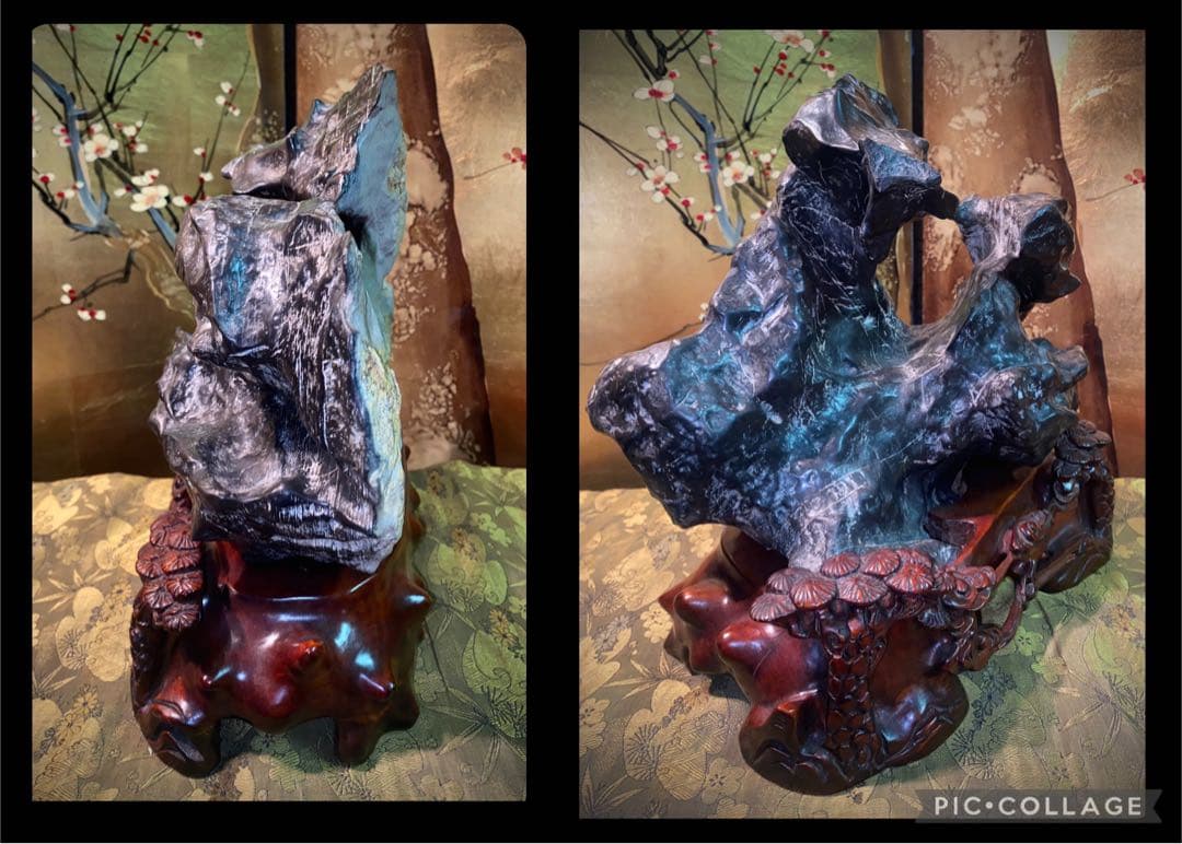 6308 霊璧石 桐箱付 『瑞雲』 横30(cm) 8.48kg太湖石