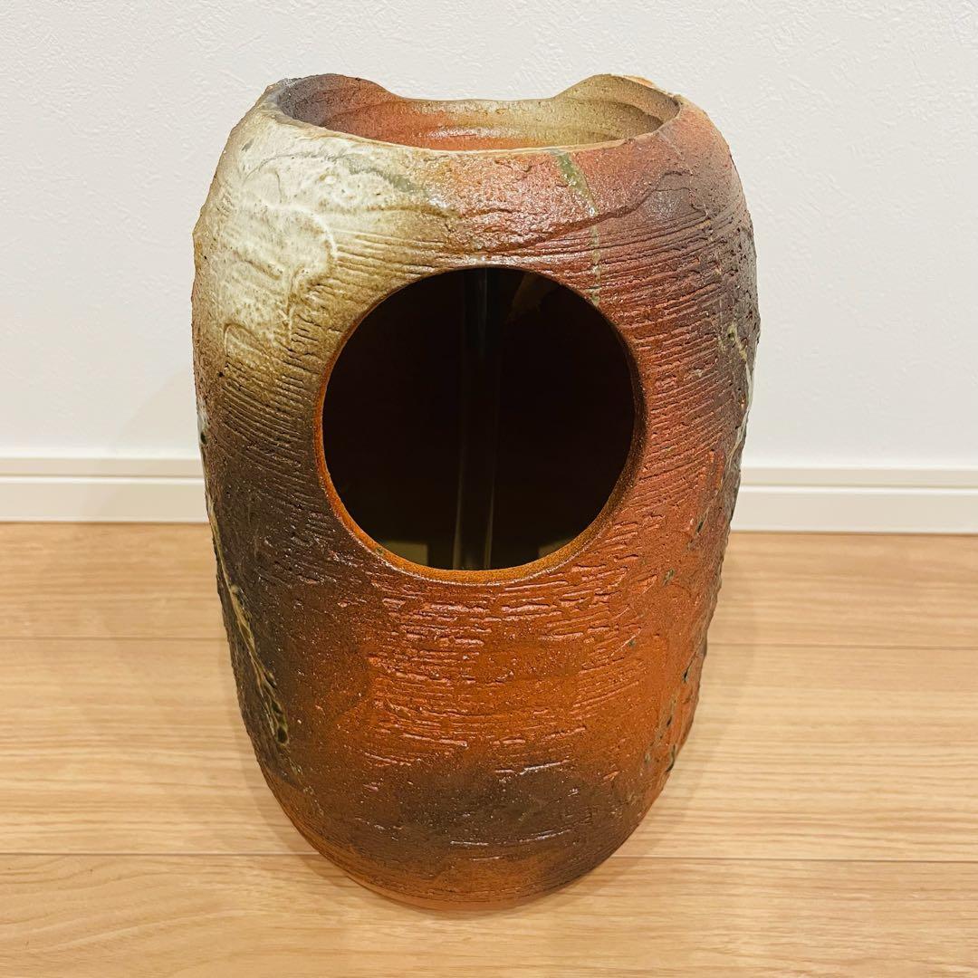 長期保管未使用品 信楽焼 つくばい 電動つくばい 竹柄杓 和風 通電確認済み