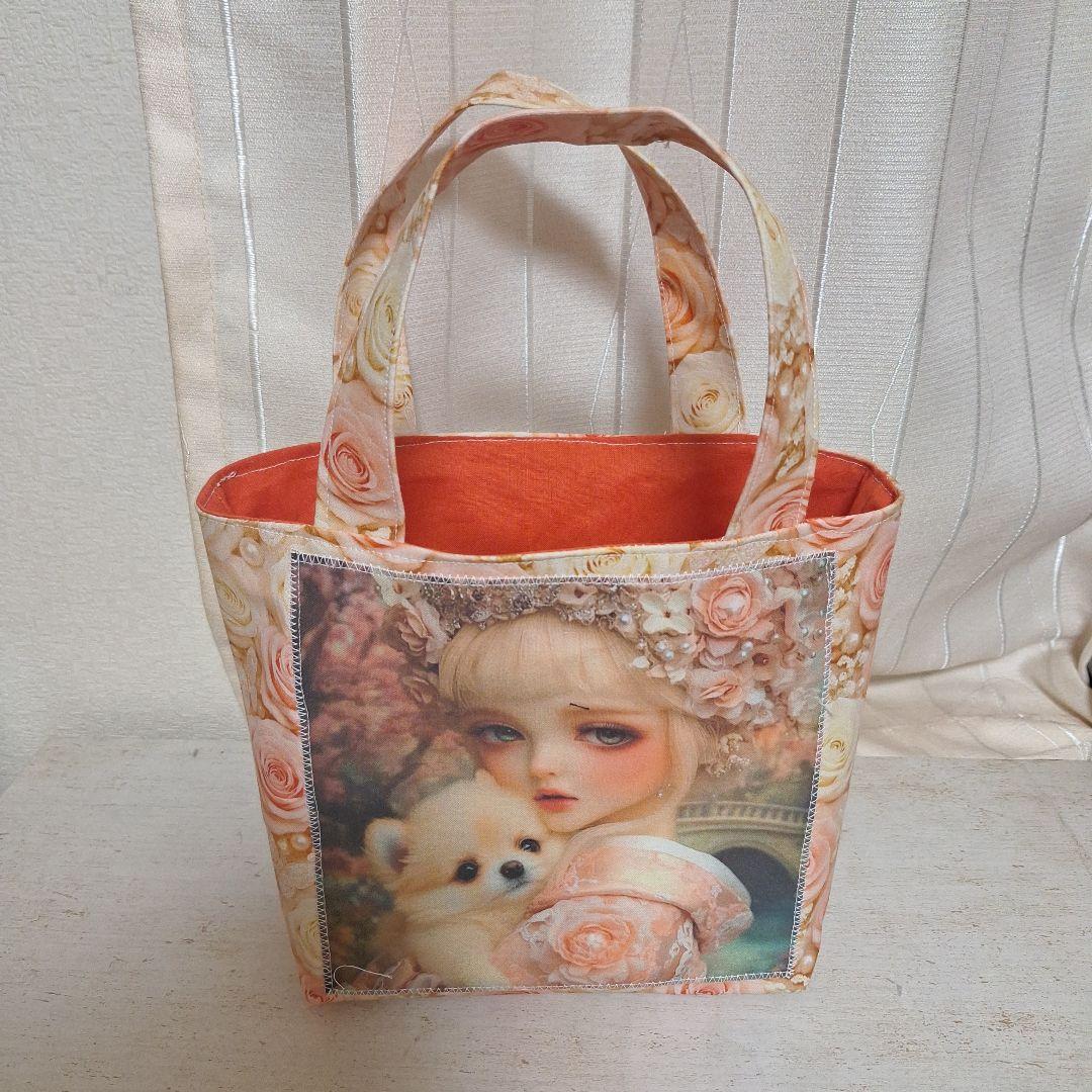 激レアポメラニアンパネル生地　ハンドメイド　ミニバック