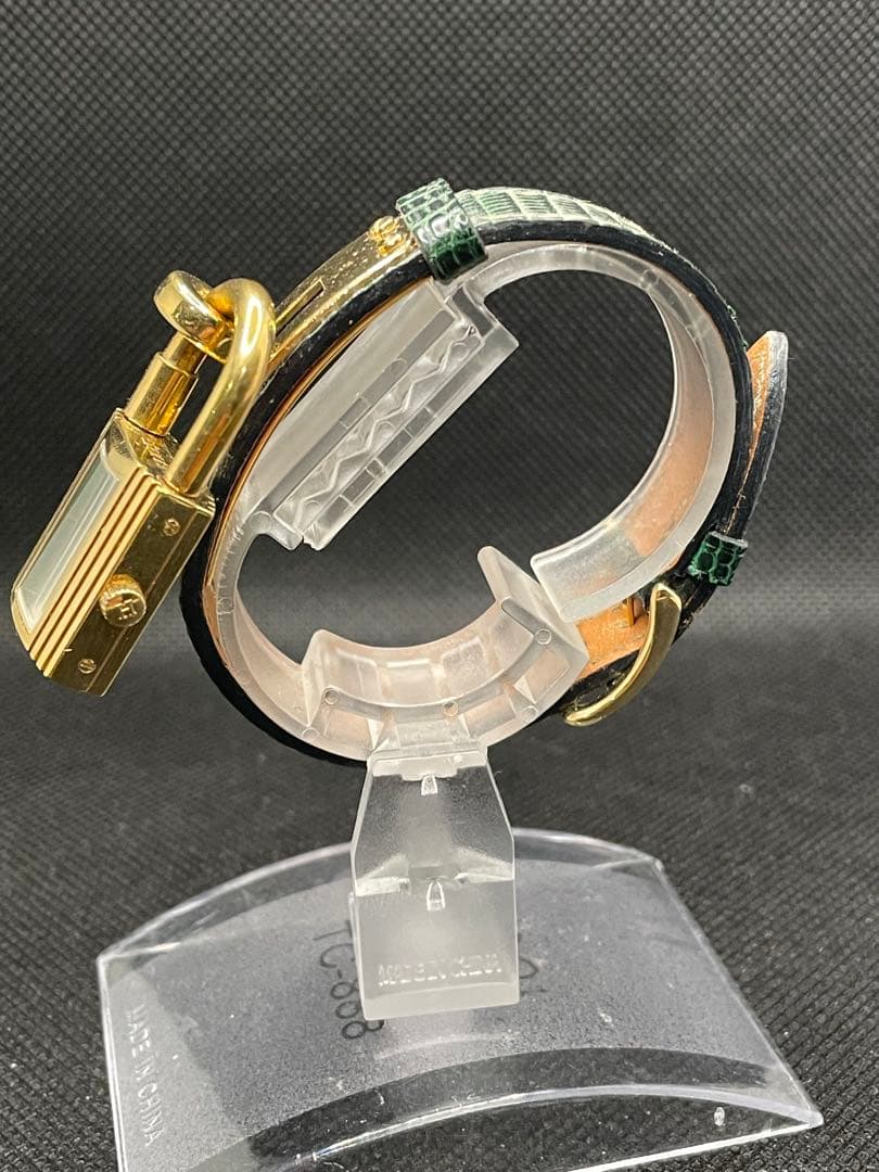 エルメス ケリーウォッチ ゴールド文字盤 GP ゴールドメッキ グリーン