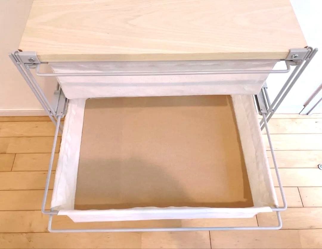 【美品 送料込 完成品】スチールユニットシェルフ 帆布バスケットセット