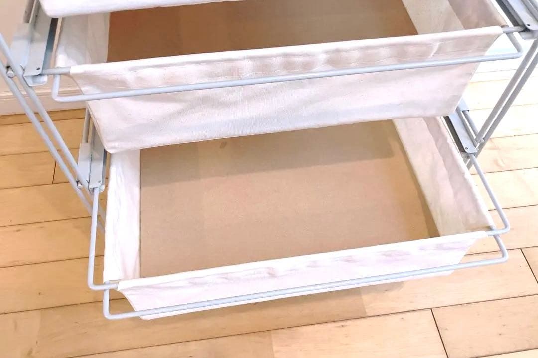 【美品 送料込 完成品】スチールユニットシェルフ 帆布バスケットセット