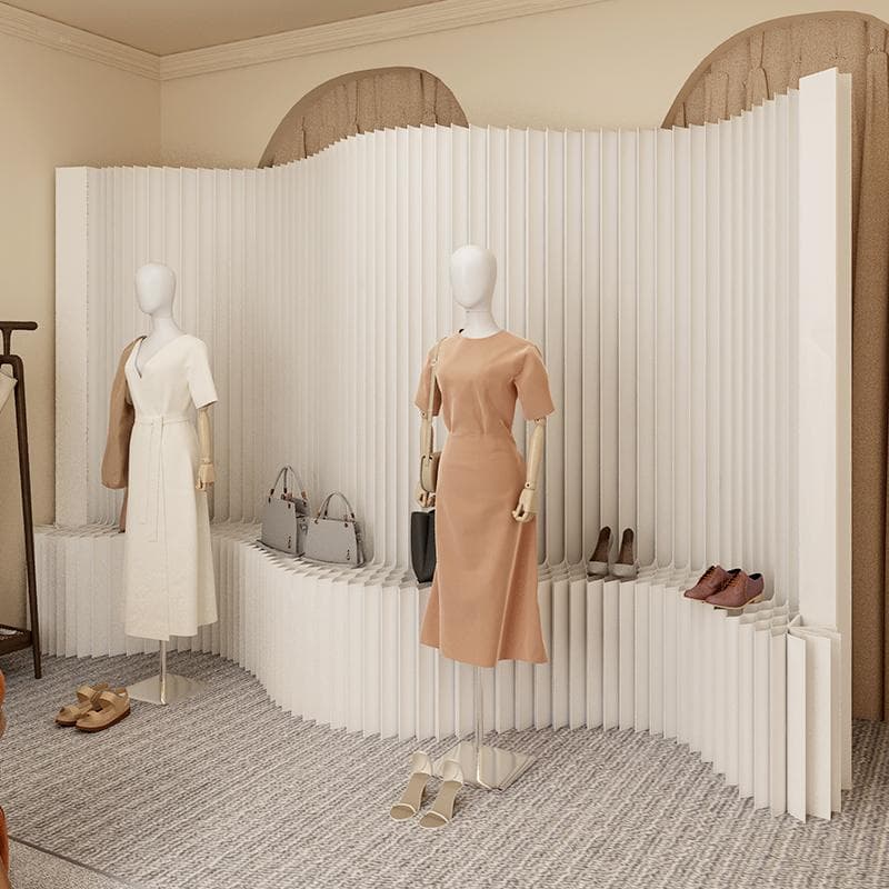 紙製パーテーション陳列展示台高さ1.5ｍ長さ3-4ｍ組立不要折りたたみ衝立仕切り