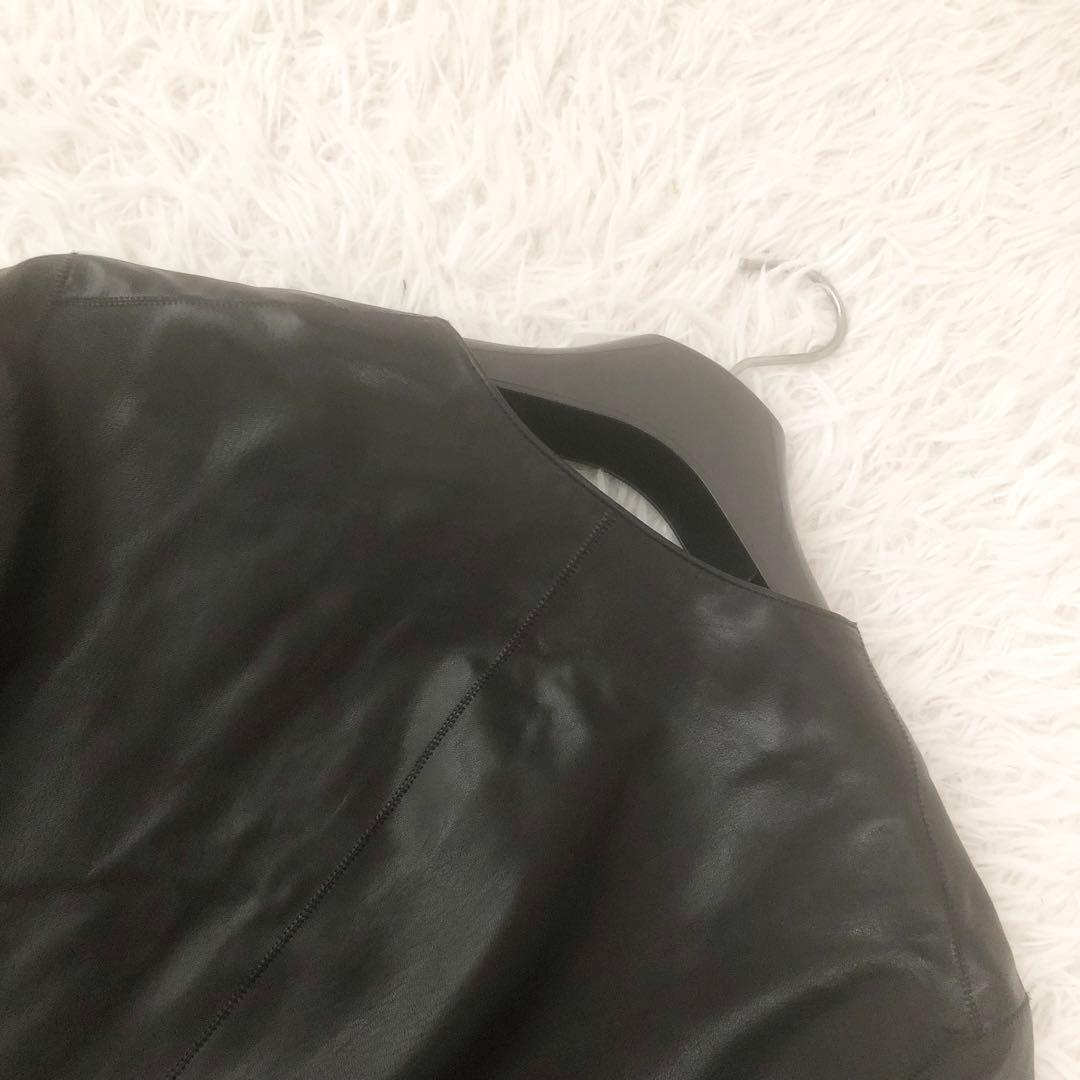 美品 セオリー ラムレザー ライダースジャケット FLAT CREW JKT 黒