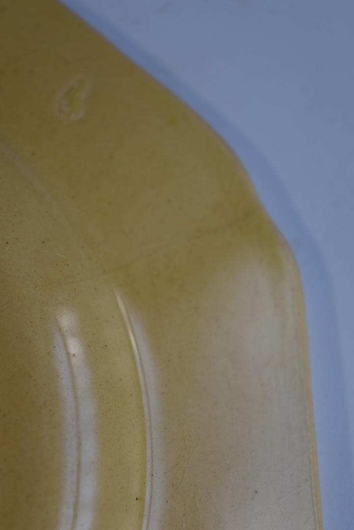 訳有3枚組　19世紀アプト窯　黄釉花リム　デセール皿　アンティーク　金継