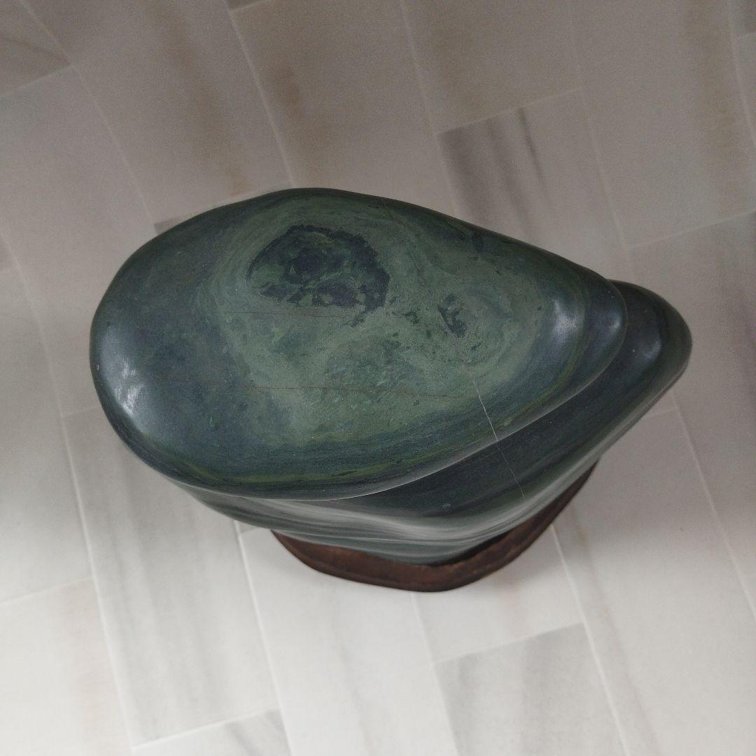 北海道　日高青虎石 10kg 　水石　観賞石　台座付き