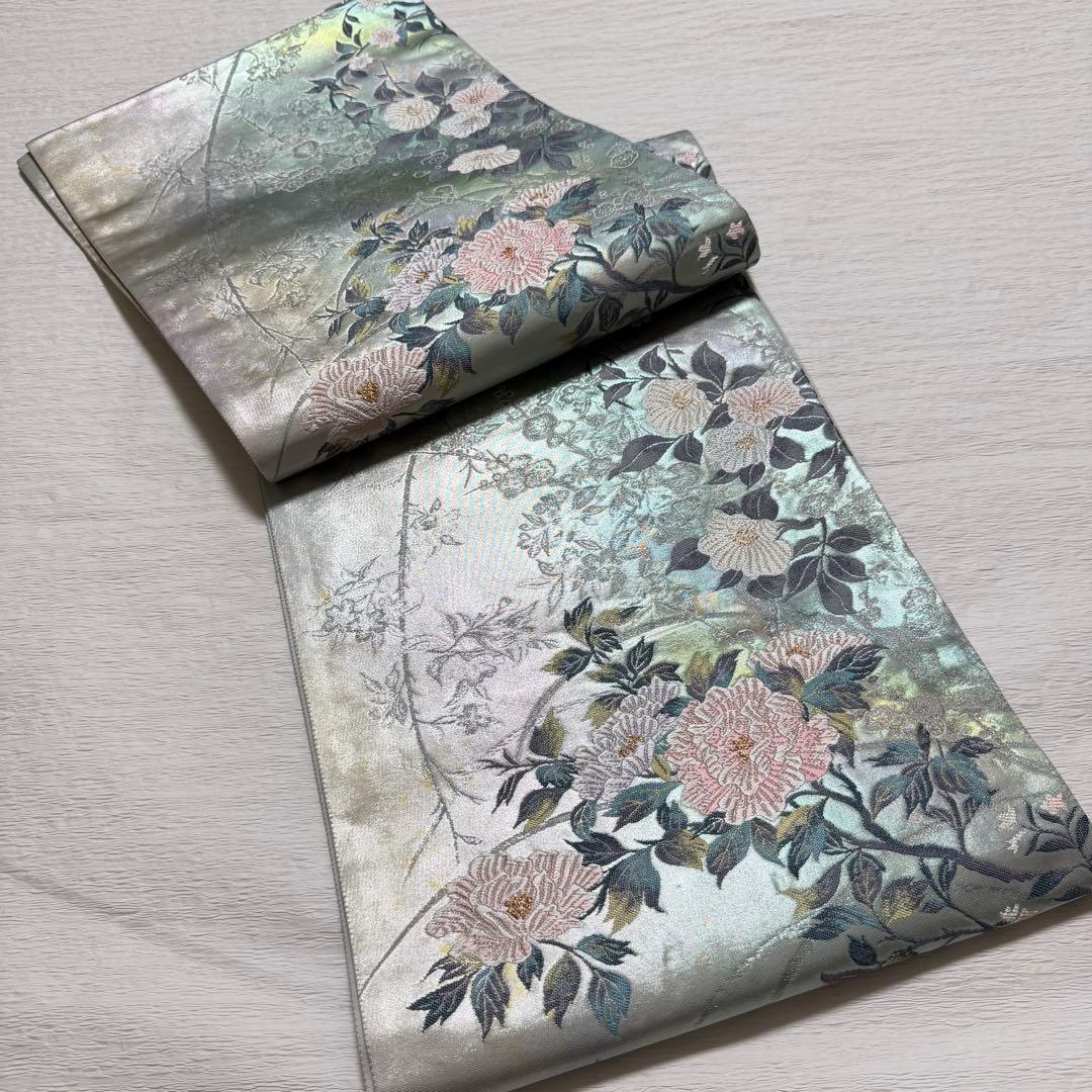 m-92 牡丹 袋帯 正絹