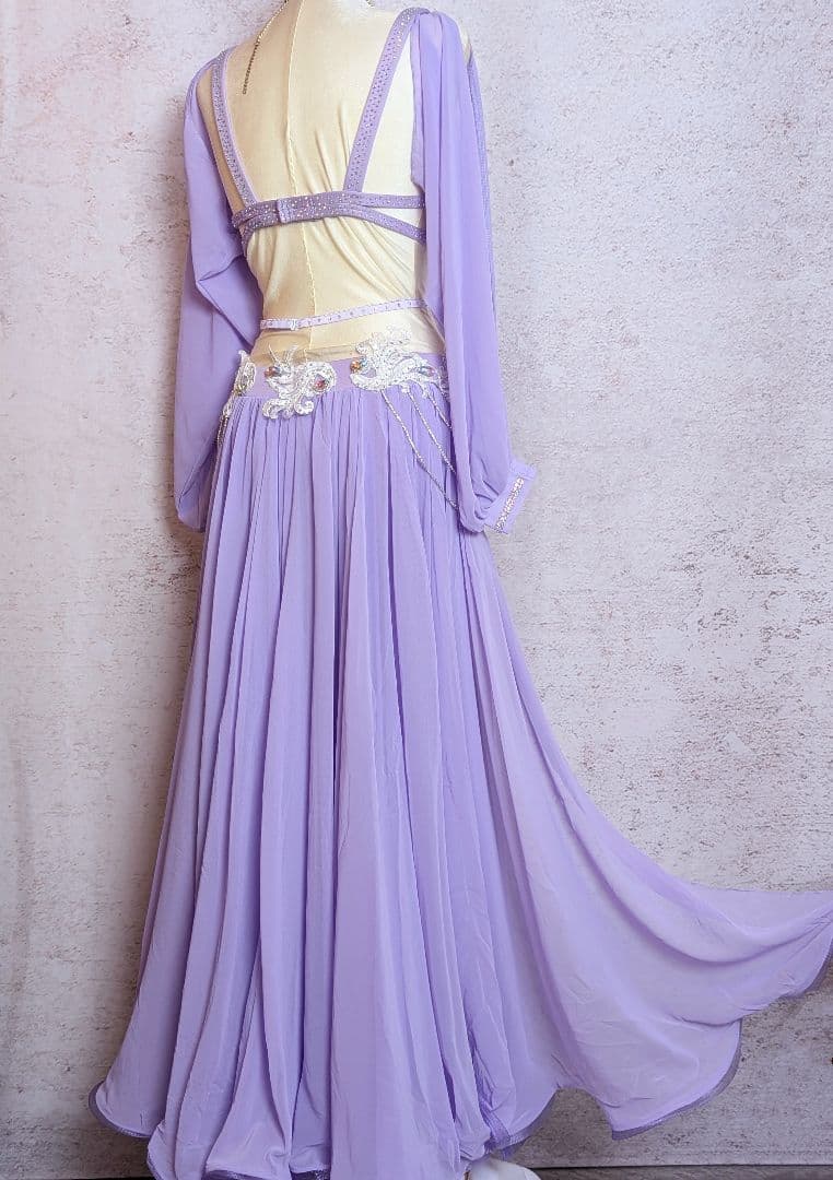 新品 ベリーダンス 衣装 コスチューム ラベンダー