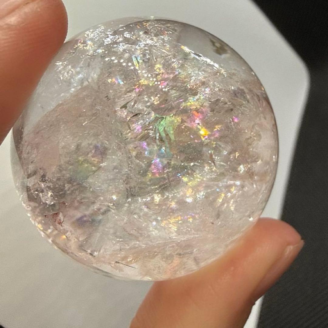 爆虹♪天然石　アゼツライト　ギラギラ虹だらけ♪【薄いピンク】