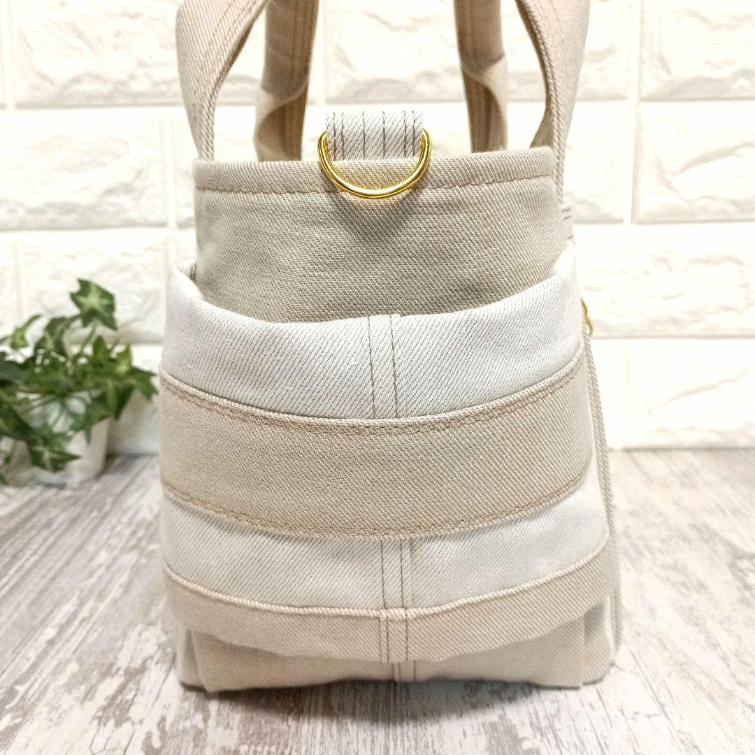 リメイクデニム★サイドポケットトートバッグ beige＋タグチャーム