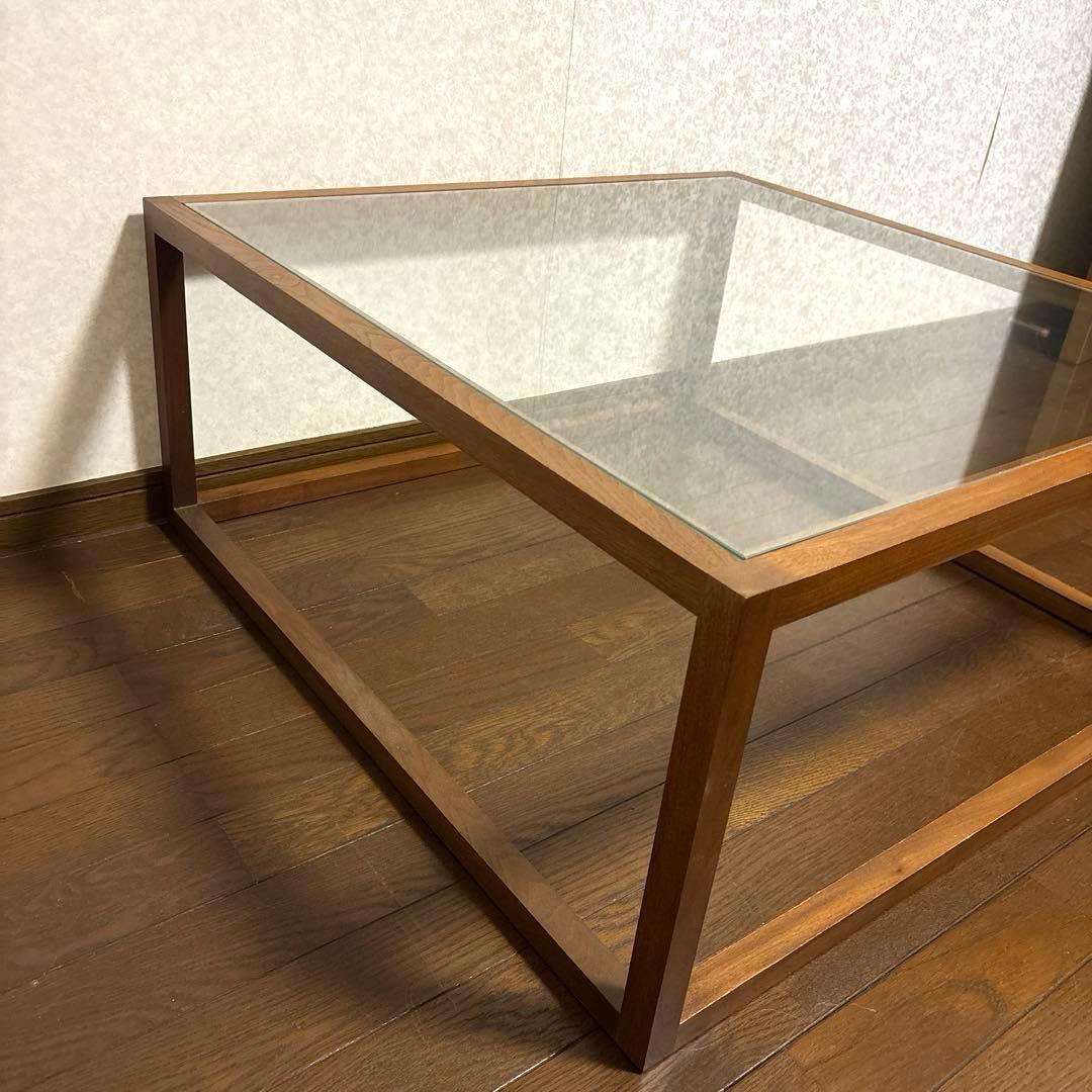 【美品】北欧モダン スクエア ガラステーブル リビングテーブル
