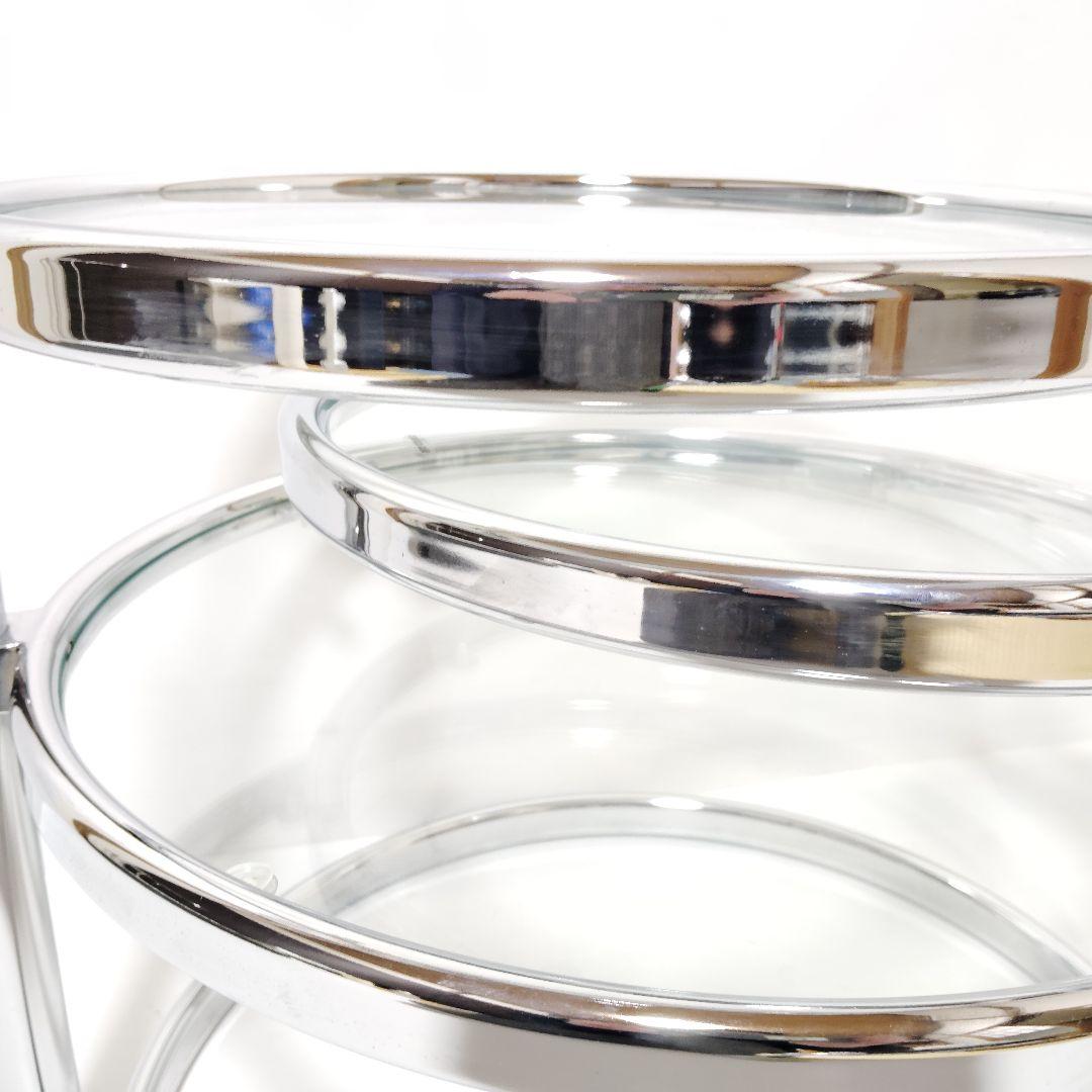 ミッドセンチュリー ガラステーブル サイドテーブル 3段