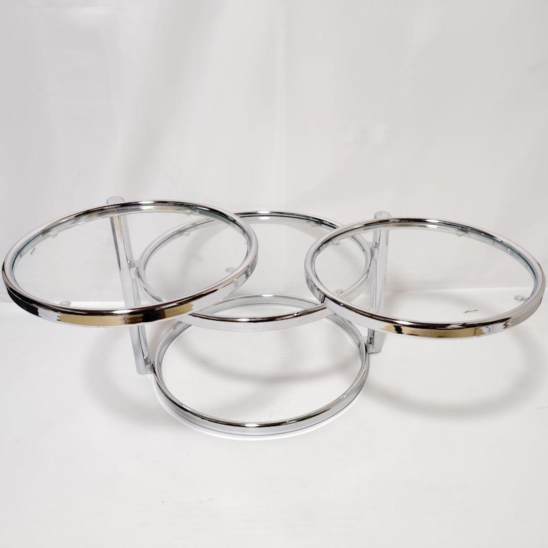 ミッドセンチュリー ガラステーブル サイドテーブル 3段