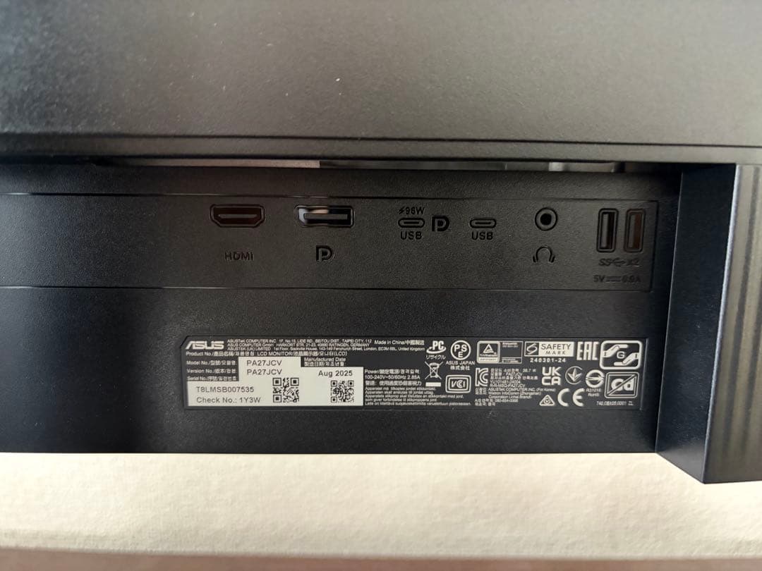 ASUS モニター　PA27JCV