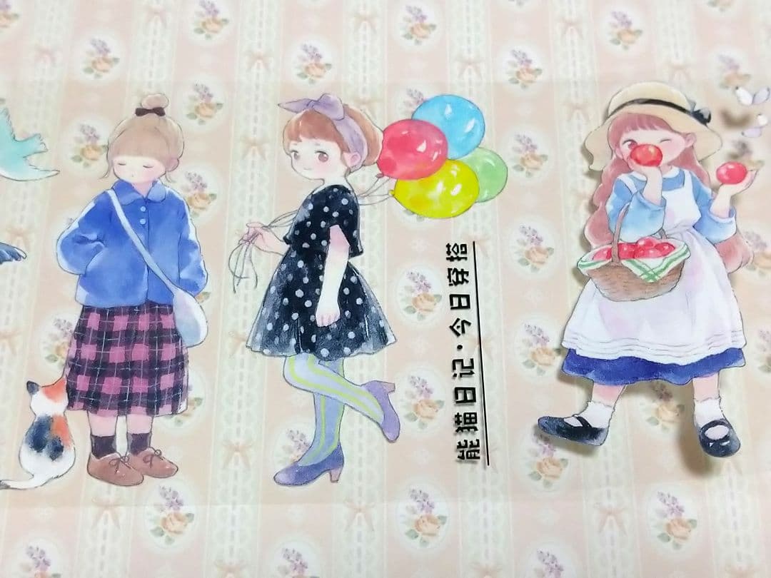 SALE✩J510＃今日穿塔(PET)能猫日记切り売り海外人物マステ女の子