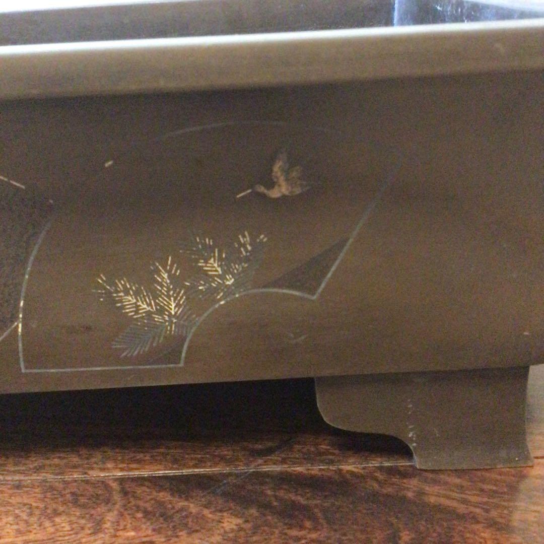 水盤　真鍮　花器　華道具　いけばな　双獣耳　時代物　骨董品　工芸品