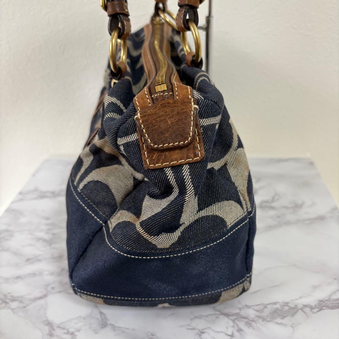 バッグ Coach Signature Denim mini boston bag