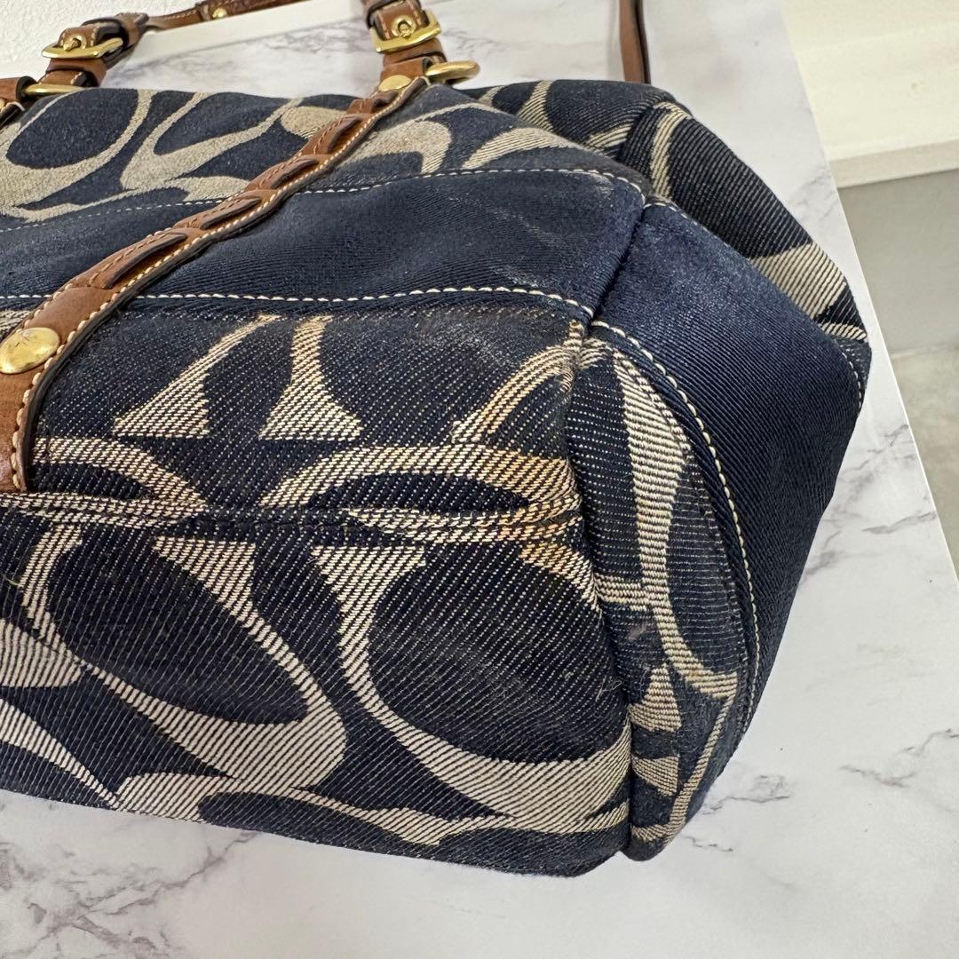 バッグ Coach Signature Denim mini boston bag