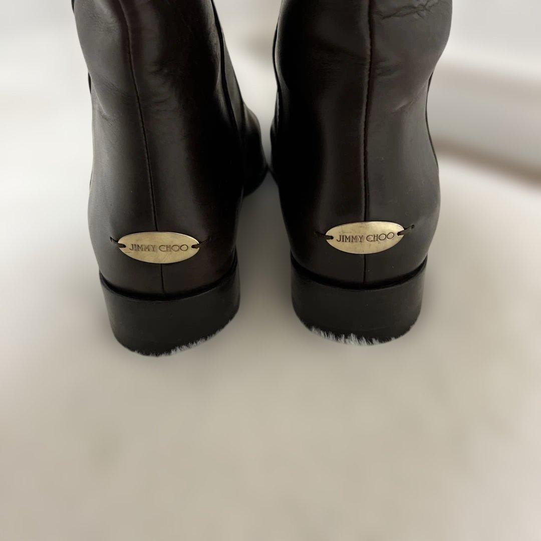 美品　 ジミーチュウ　ライディングブーツ　茶色　レザー　本革　23.5