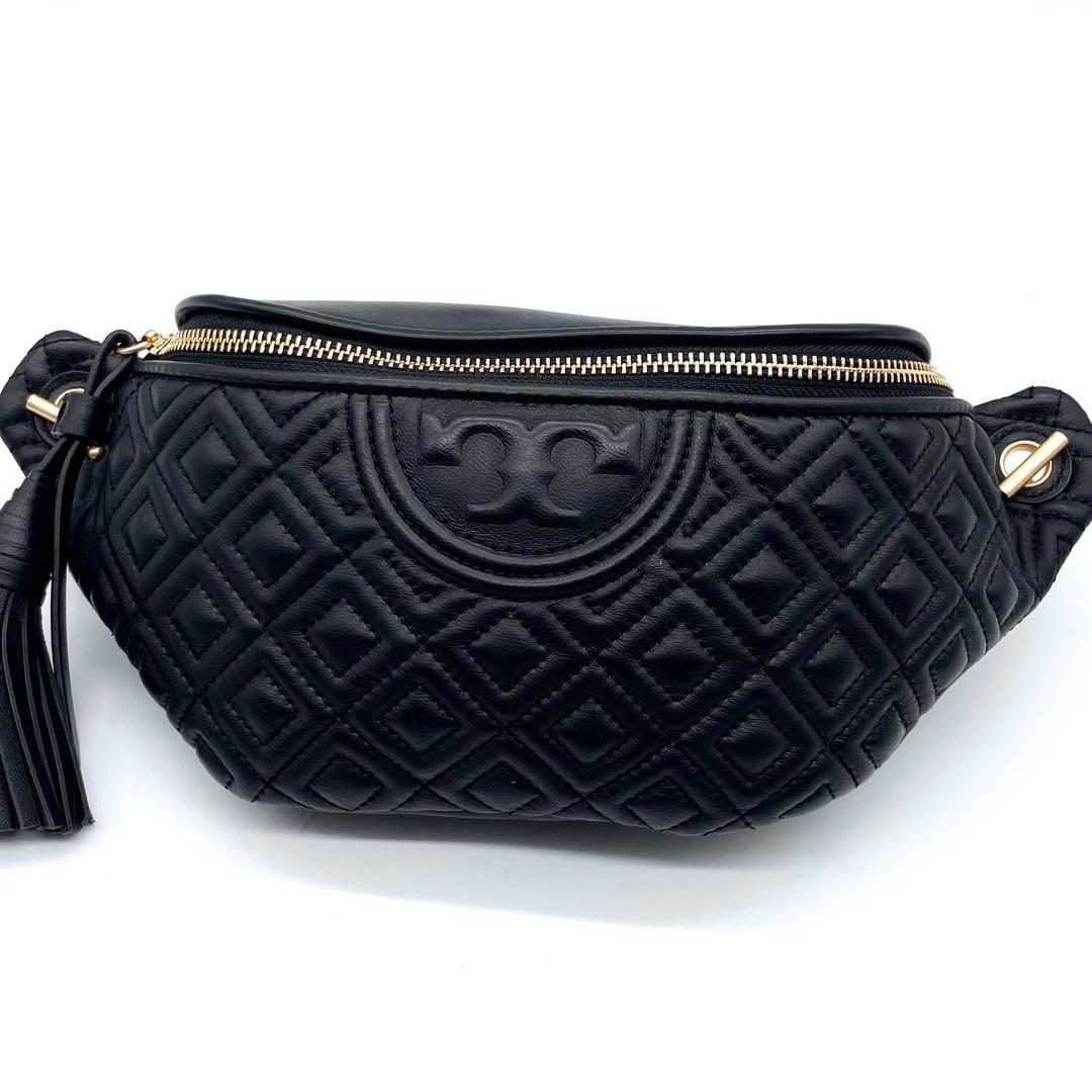 未使用級✨トリーバーチ フレミング ボディバッグ キルティング レザー ブラック