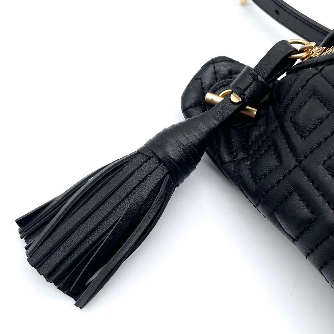 未使用級✨トリーバーチ フレミング ボディバッグ キルティング レザー ブラック