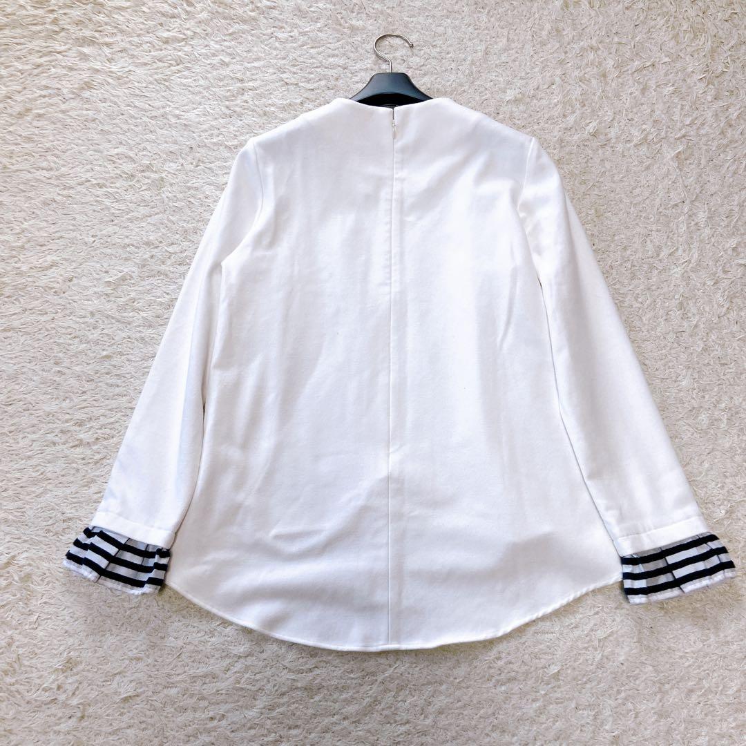 ボーダーズアットバルコニー　フリルスリーブブラウス カットソー　0size