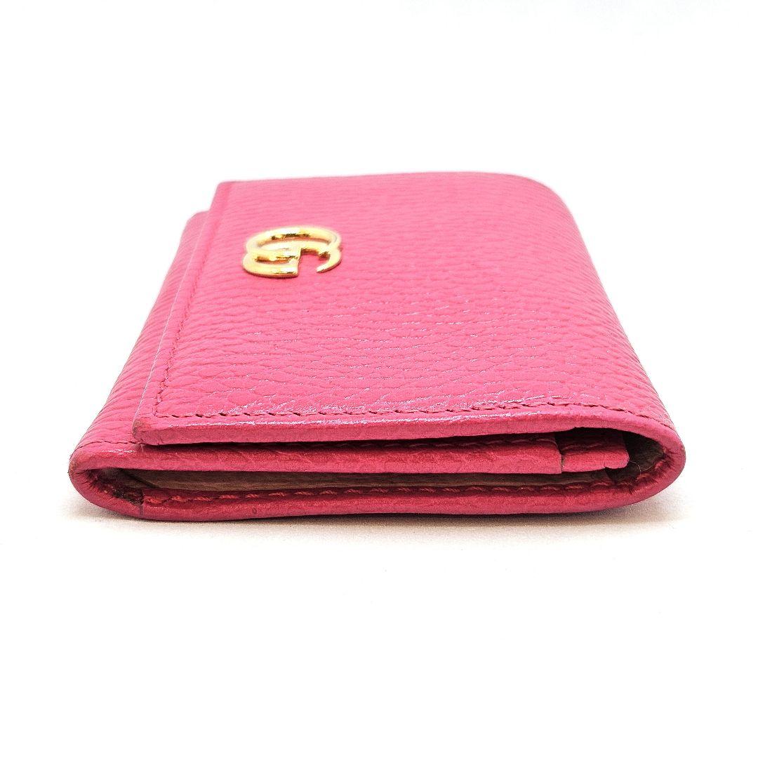GUCCI GGロゴ マーモント レザー 名刺入れ カードケース ピンク