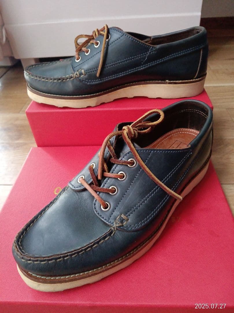 アメリカ製オークストリートブーツメーカーズ本革ネイビー8.5D26.5cm 中古